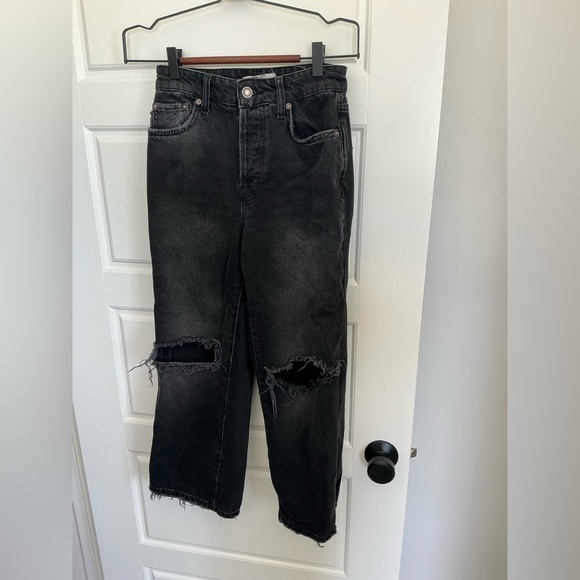 We the Free - Free People Black Distressed Flare Jeans - Picture 1 of 3